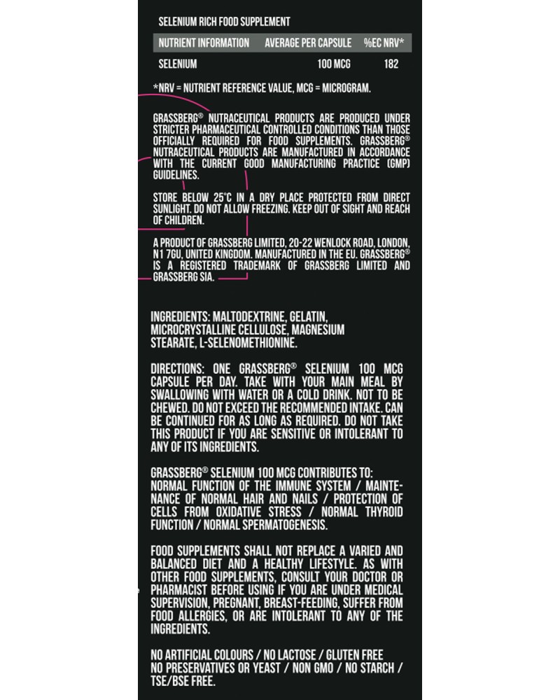Selenium 100 мкг 60 капсули | Grassberg Selenium 100 мкг 60 капсули | Grassberg