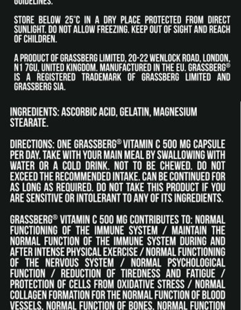 Vitamin C 500 мг 60 капсули | Grassberg