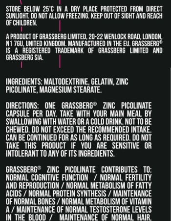 High Absorption Zinc Picolinate 15 мг 60 капсули | Grassberg