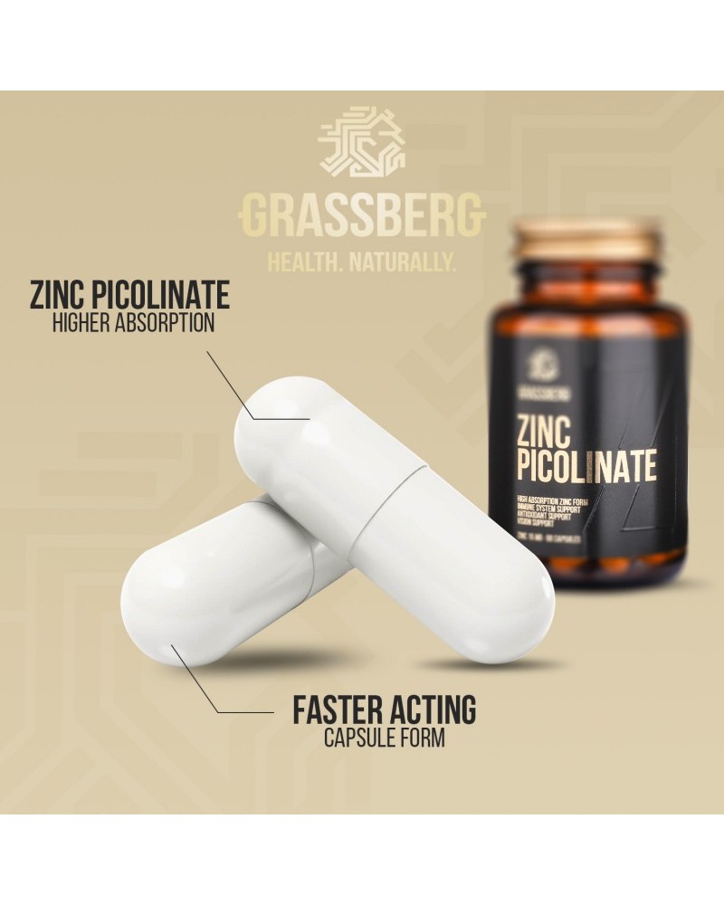 High Absorption Zinc Picolinate 15 мг 60 капсули | Grassberg High Absorption Zinc Picolinate 15 мг 60 капсули | Grassberg
