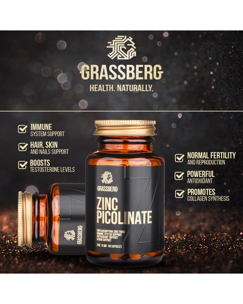 High Absorption Zinc Picolinate 15 мг 60 капсули | Grassberg High Absorption Zinc Picolinate 15 мг 60 капсули | Grassberg