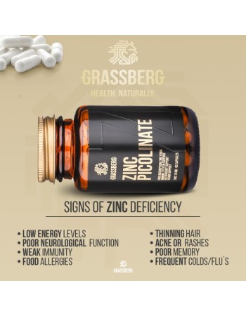 High Absorption Zinc Picolinate 15 мг 60 капсули | Grassberg