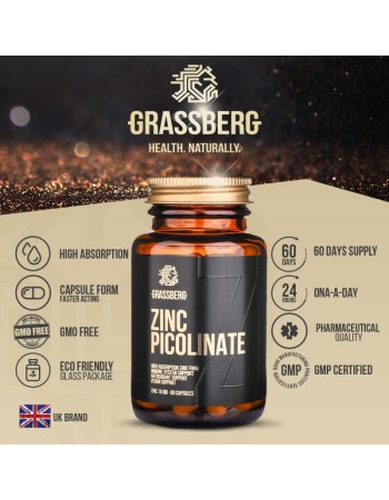 High Absorption Zinc Picolinate 15 мг 60 капсули | Grassberg
