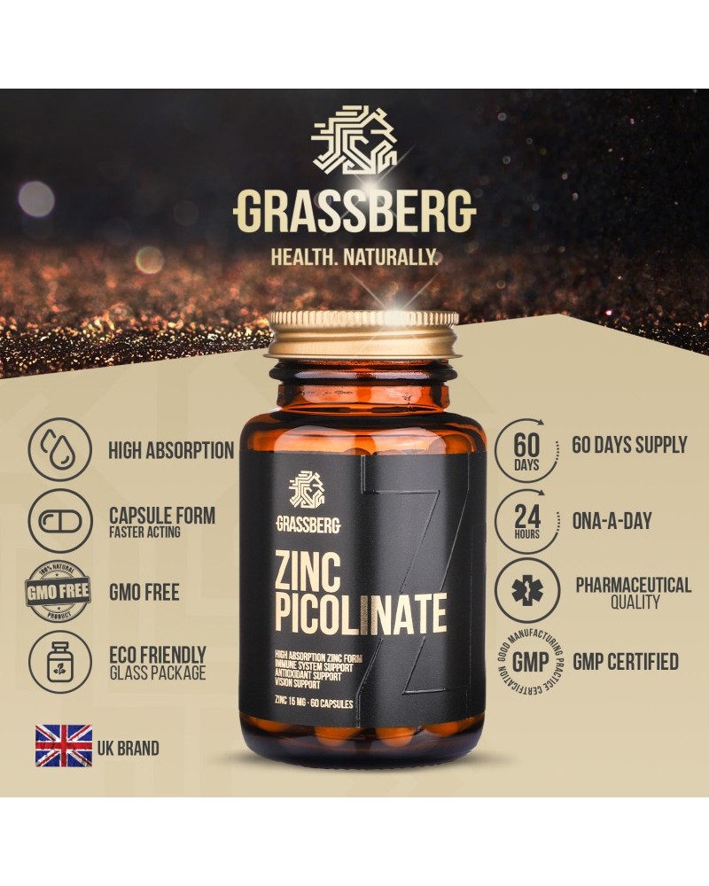 High Absorption Zinc Picolinate 15 мг 60 капсули | Grassberg High Absorption Zinc Picolinate 15 мг 60 капсули | Grassberg