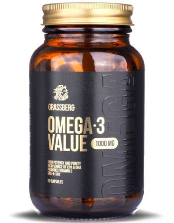 Omega-3 Value 1000 мг 60 гел-капсули | Grassberg
