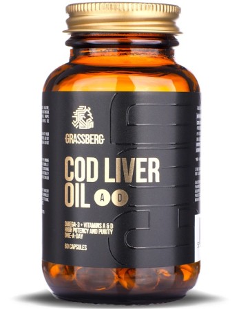 Cod Liver Oil + A + D 60 гел-капсули | Grassberg