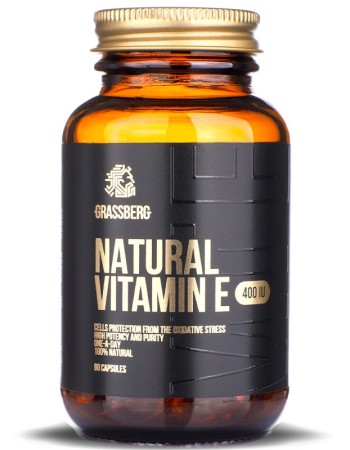 Natural Vitamin E 400 IU 60 гел-капсули | Grassberg