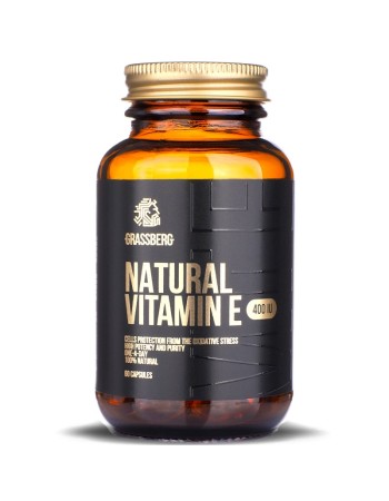 Natural Vitamin E 400 IU 60 гел-капсули | Grassberg