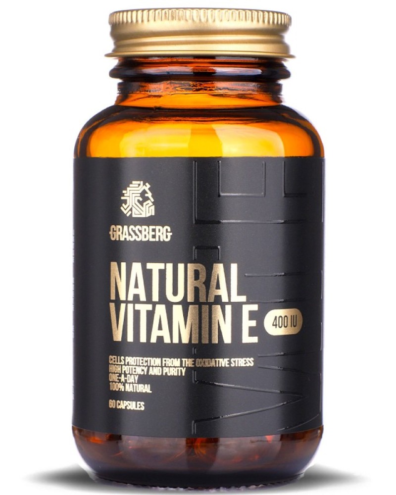 Natural Vitamin E 400 IU 60 гел-капсули | Grassberg