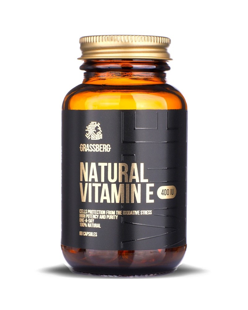Natural Vitamin E 400 IU 60 гел-капсули | Grassberg