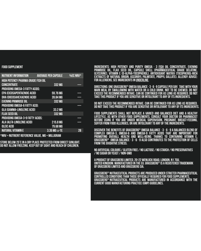 Omega 3-6-9 Balance 1000 мг 90 гел-капсули | Grassberg Omega 3-6-9 Balance 1000 мг 90 гел-капсули | Grassberg