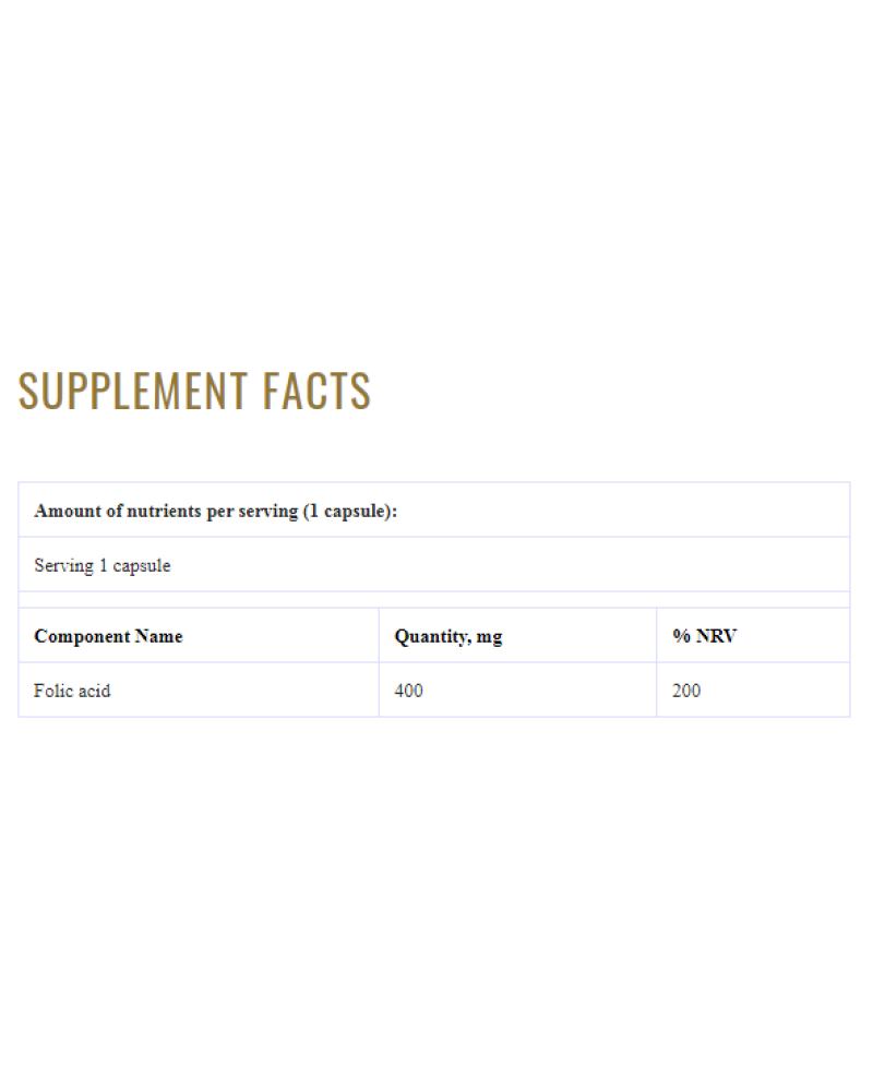 Folic Acid 400 мкг 60 капсули | Grassberg Folic Acid 400 мкг 60 капсули | Grassberg
