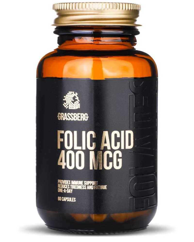 Folic Acid 400 мкг 60 капсули | Grassberg