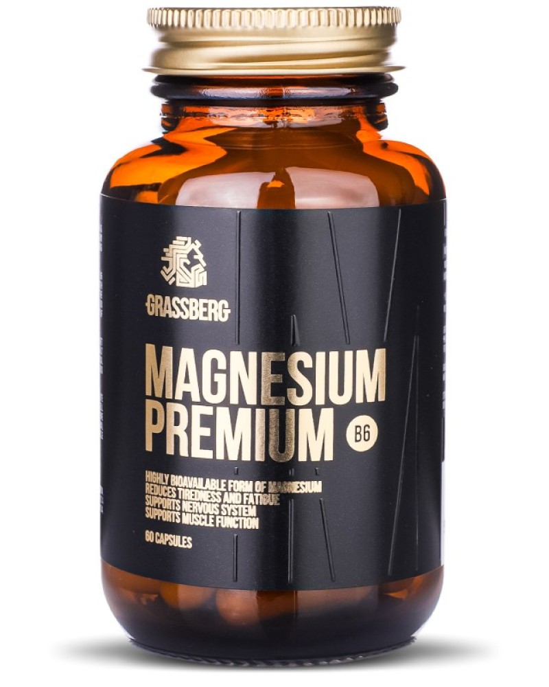 Magnesium Premium B6 60 капсули | Grassberg