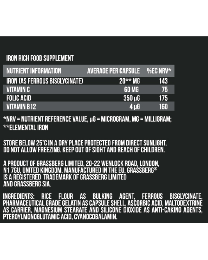 Iron Complex 60 капсули | Grassberg Iron Complex 60 капсули | Grassberg